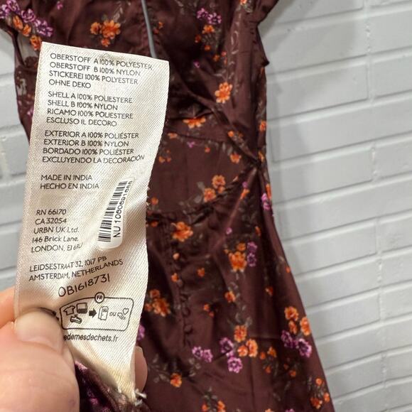 Free People Butterfly Babe Cap Sleeve Midi Dress Satin Sml Fairy Cottage Regency - Picture 10 of 15